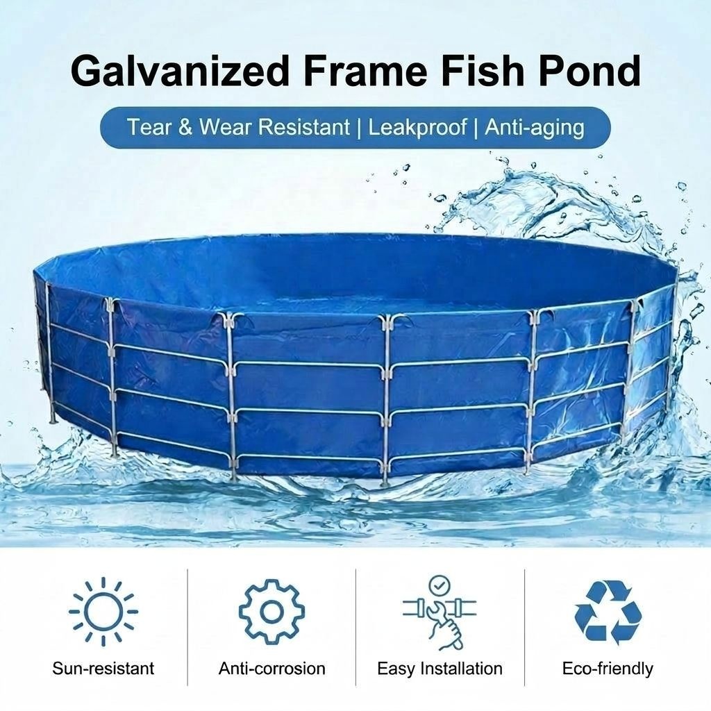 Farm Pond Liner - Aquaculture Equipment, High-Strength Galvanized Steel Frame,
